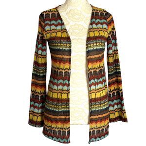 Xhilaration Chevron Crochet Cardigan Sweater Open Front Stripe XS